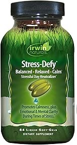 Irwin Naturals Stress-Defy - 84 Liquid Soft-Gels - Promotes Calmness & Relaxation - with Rhodiola & L-Theanine - 84 ct