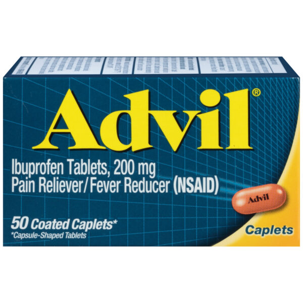 Advil (ibuprofen) Caplets 200mg 50 count bottle