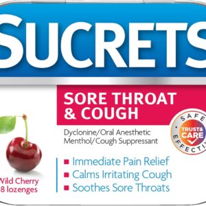 Sucrets Sore Throat & Cough Cherry Lozenges, 18ct